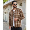 image:imageCOOFANDY Mens Flannel Shirts Casual Button Down Plaid Shirt Jacket Long Sleeve Fleece ShacketBrownwhite Plaid