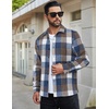 image:imageCOOFANDY Mens Flannel Shirts Casual Button Down Plaid Shirt Jacket Long Sleeve Fleece ShacketDark Bluewhite Plaid