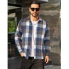 image:imageCOOFANDY Mens Flannel Shirts Casual Button Down Plaid Shirt Jacket Long Sleeve Fleece ShacketDark Bluewhite Plaid