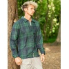image:imageCOOFANDY Mens Flannel Shirts Casual Button Down Plaid Shirt Jacket Long Sleeve Fleece ShacketGreennavy Plaid