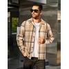 image:imageCOOFANDY Mens Flannel Shirts Casual Button Down Plaid Shirt Jacket Long Sleeve Fleece ShacketKhakibeige Plaid