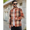 image:imageCOOFANDY Mens Flannel Shirts Casual Button Down Plaid Shirt Jacket Long Sleeve Fleece ShacketOrangekhaki Plaid