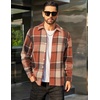 image:imageCOOFANDY Mens Flannel Shirts Casual Button Down Plaid Shirt Jacket Long Sleeve Fleece ShacketOrangekhaki Plaid