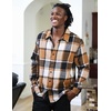 image:imageCOOFANDY Mens Flannel Shirts Casual Button Down Plaid Shirt Jacket Long Sleeve Fleece ShacketYellowgrey Plaid
