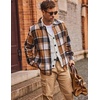 image:imageCOOFANDY Mens Flannel Shirts Casual Button Down Plaid Shirt Jacket Long Sleeve Fleece ShacketYellowgrey Plaid