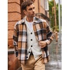 image:imageCOOFANDY Mens Flannel Shirts Casual Button Down Plaid Shirt Jacket Long Sleeve Fleece ShacketYellowgrey Plaid