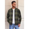 image:imageCOOFANDY Mens Flannel Shirts Long Sleeve Button Down Shirt with Pocket Casual Shirts Work Shirts for MenArmy Green Black Plaid
