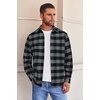 image:imageCOOFANDY Mens Flannel Shirts Long Sleeve Button Down Shirt with Pocket Casual Shirts Work Shirts for MenBlack Grey