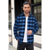 image:imageCOOFANDY Mens Flannel Shirts Long Sleeve Button Down Shirt with Pocket Casual Shirts Work Shirts for MenBlueBlack