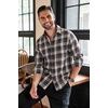 image:imageCOOFANDY Mens Flannel Shirts Long Sleeve Button Down Shirt with Pocket Casual Shirts Work Shirts for MenBrown Black Plaid