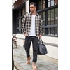 image:imageCOOFANDY Mens Flannel Shirts Long Sleeve Button Down Shirt with Pocket Casual Shirts Work Shirts for MenBrown Black Plaid