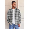 image:imageCOOFANDY Mens Flannel Shirts Long Sleeve Button Down Shirt with Pocket Casual Shirts Work Shirts for MenDark Grey and White
