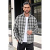 image:imageCOOFANDY Mens Flannel Shirts Long Sleeve Button Down Shirt with Pocket Casual Shirts Work Shirts for MenDark Grey and White