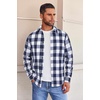 image:imageCOOFANDY Mens Flannel Shirts Long Sleeve Button Down Shirt with Pocket Casual Shirts Work Shirts for MenNavy Buffalo Plaid