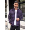 image:imageCOOFANDY Mens Flannel Shirts Long Sleeve Button Down Shirt with Pocket Casual Shirts Work Shirts for MenPurple Buffalo Plaid