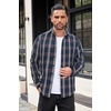 image:imageCOOFANDY Mens Flannel Shirts Long Sleeve Button Down Shirt with Pocket Casual Shirts Work Shirts for MenTeal Burgundy White Plaid