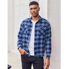 image:imageCOOFANDY Mens Flannel Shirts Long Sleeve Casual Plaid Button Down Shirt Cotton Shirt Cowboy Work Shirts with PocketsBlue