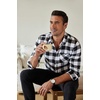 image:imageCOOFANDY Mens Flannel Shirts Long Sleeve Plaid Button Down Shirt Casual Cotton Shirt with PocketBuffalo Blackwhite