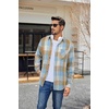 image:imageCOOFANDY Mens Flannel Shirts Long Sleeve Plaid Button Down Shirt Casual Cotton Shirt with PocketPlaid Blue Khaki