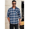 image:imageCOOFANDY Mens Flannel Shirts Long Sleeve Plaid Button Down Shirt Casual Cotton Shirt with PocketPlaid Bluewhite