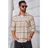 image:imageCOOFANDY Mens Flannel Shirts Long Sleeve Plaid Button Down Shirt Casual Cotton Shirt with PocketPlaid Khaki