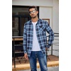 image:imageCOOFANDY Mens Flannel Shirts Long Sleeve Plaid Button Down Shirt Casual Cotton Shirt with PocketPlaid Navy Blue