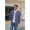 image:imageCOOFANDY Mens Flannel Shirts Long Sleeve Plaid Button Down Shirt Casual Cotton Shirt with PocketPlaid Navy Blue White
