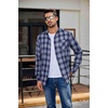image:imageCOOFANDY Mens Flannel Shirts Long Sleeve Plaid Button Down Shirt Casual Cotton Shirt with PocketPlaid Navy Blue White