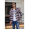 image:imageCOOFANDY Mens Flannel Shirts Long Sleeve Plaid Button Down Shirt Casual Cotton Shirt with PocketPlaid Navy Redwhite