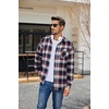 image:imageCOOFANDY Mens Flannel Shirts Long Sleeve Plaid Button Down Shirt Casual Cotton Shirt with PocketPlaid Navy Redwhite