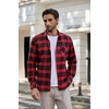 image:imageCOOFANDY Mens Flannel Shirts Long Sleeve Plaid Button Down Shirt Casual Cotton Shirt with PocketPlaid Redblack