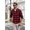 image:imageCOOFANDY Mens Flannel Shirts Long Sleeve Plaid Button Down Shirt Casual Cotton Shirt with PocketPlaid Redblack