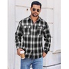 image:imageCOOFANDY Mens Flannel Shirts Long Sleeve Plaid Button Down Shirt Cotton Casual Work Shirts with PocketsBlack White