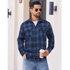 image:imageCOOFANDY Mens Flannel Shirts Long Sleeve Plaid Button Down Shirt Cotton Casual Work Shirts with PocketsBlue Black