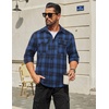 image:imageCOOFANDY Mens Flannel Shirts Long Sleeve Plaid Button Down Shirt Cotton Casual Work Shirts with PocketsBlue Black