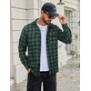 image:imageCOOFANDY Mens Flannel Shirts Long Sleeve Plaid Button Down Shirt Cotton Casual Work Shirts with PocketsGreen