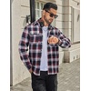image:imageCOOFANDY Mens Flannel Shirts Long Sleeve Plaid Button Down Shirt Cotton Casual Work Shirts with PocketsNavy Red White