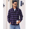 image:imageCOOFANDY Mens Flannel Shirts Long Sleeve Plaid Button Down Shirt Cotton Casual Work Shirts with PocketsPurple