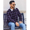 image:imageCOOFANDY Mens Flannel Shirts Long Sleeve Plaid Button Down Shirt Cotton Casual Work Shirts with PocketsPurple