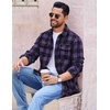 image:imageCOOFANDY Mens Flannel Shirts Long Sleeve Plaid Button Down Shirt Cotton Casual Work Shirts with PocketsPurple