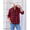 image:imageCOOFANDY Mens Flannel Shirts Long Sleeve Plaid Button Down Shirt Cotton Casual Work Shirts with PocketsRed