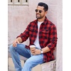 image:imageCOOFANDY Mens Flannel Shirts Long Sleeve Plaid Button Down Shirt Cotton Casual Work Shirts with PocketsRed