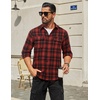 image:imageCOOFANDY Mens Flannel Shirts Long Sleeve Plaid Button Down Shirt Cotton Casual Work Shirts with PocketsRed Black