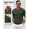 image:imageCOOFANDY Mens Knit Polo Shirts V Neck Textured Polo Shirts Short Sleeve Breathable Polo Casual Collared T Shirt Fashion TopsArmy Green