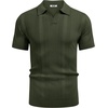 image:imageCOOFANDY Mens Knit Polo Shirts V Neck Textured Polo Shirts Short Sleeve Breathable Polo Casual Collared T Shirt Fashion TopsArmy Green