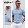 image:imageCOOFANDY Mens Knit Polo Shirts V Neck Textured Polo Shirts Short Sleeve Breathable Polo Casual Collared T Shirt Fashion TopsBlight Blue