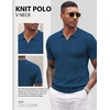 image:imageCOOFANDY Mens Knit Polo Shirts V Neck Textured Polo Shirts Short Sleeve Breathable Polo Casual Collared T Shirt Fashion TopsDemin Blue