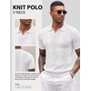 image:imageCOOFANDY Mens Knit Polo Shirts V Neck Textured Polo Shirts Short Sleeve Breathable Polo Casual Collared T Shirt Fashion TopsWhite