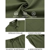 image:imageCOOFANDY Mens Linen Sets 2 Piece Beach Outfit Casual Short Sleeve Button Down Shirts Loose Pants Summer Vacation OutfitsArmy Green