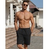 image:imageCOOFANDY Mens Linen Shorts Casual Beach Shorts 9 inch Inseam Elastic Waist Drawstring Summer ShortsBlack